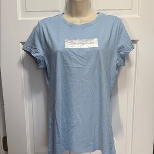 Calvin Klein boxed logo blue tee shirt